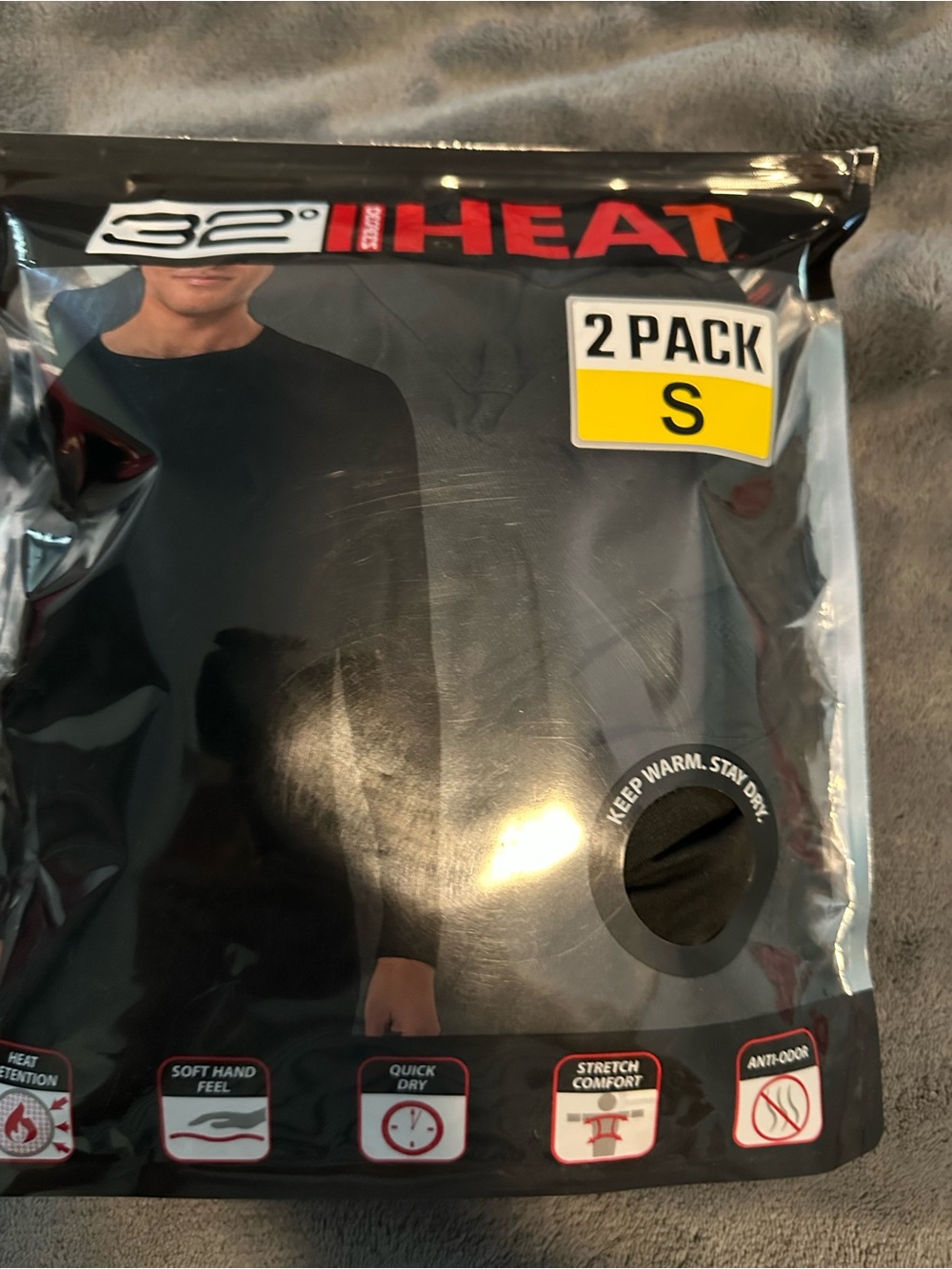 32 Degrees Men’s Undershirt Thermal Crew Neck - Black (2 Pack)